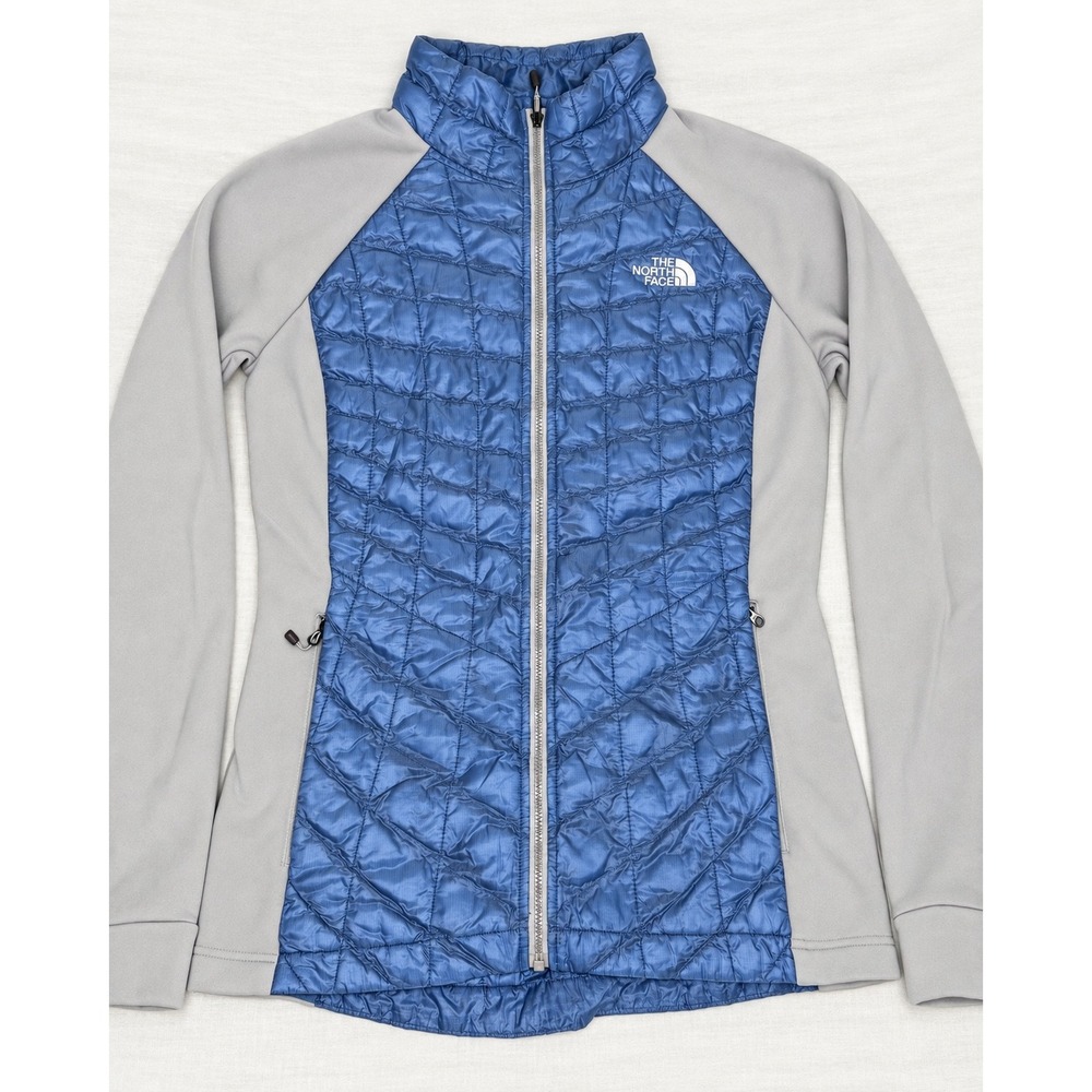 The North Face Womens Hybrid Jacket Size M Blue Gray Quilted Stretch Full Zip